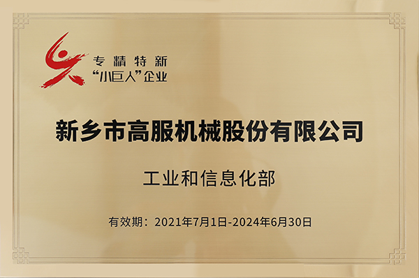 2020年，入选“国家级专精特新小巨人”企业